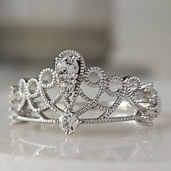 Princess Tiara Crown Ring, 925 Sterling Silver  Glinda Wicked Movie - Picture 1 of 4